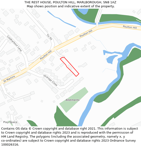 THE REST HOUSE, POULTON HILL, MARLBOROUGH, SN8 1AZ: Location map and indicative extent of plot