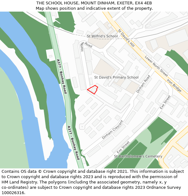 THE SCHOOL HOUSE, MOUNT DINHAM, EXETER, EX4 4EB: Location map and indicative extent of plot