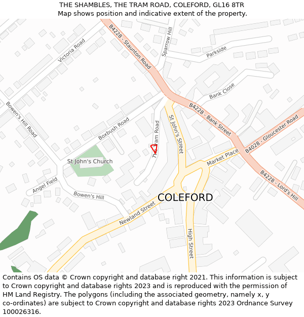 THE SHAMBLES, THE TRAM ROAD, COLEFORD, GL16 8TR: Location map and indicative extent of plot