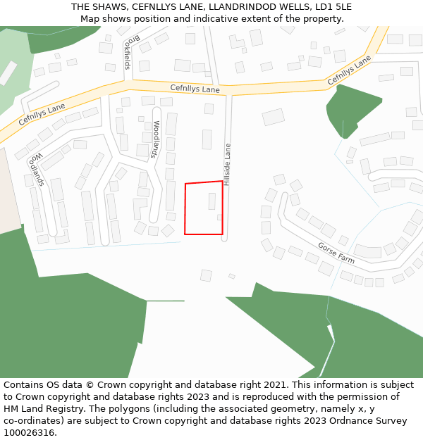 THE SHAWS, CEFNLLYS LANE, LLANDRINDOD WELLS, LD1 5LE: Location map and indicative extent of plot
