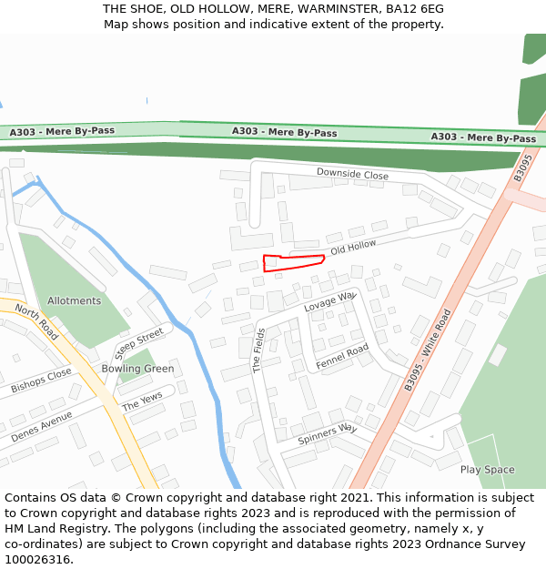 THE SHOE, OLD HOLLOW, MERE, WARMINSTER, BA12 6EG: Location map and indicative extent of plot