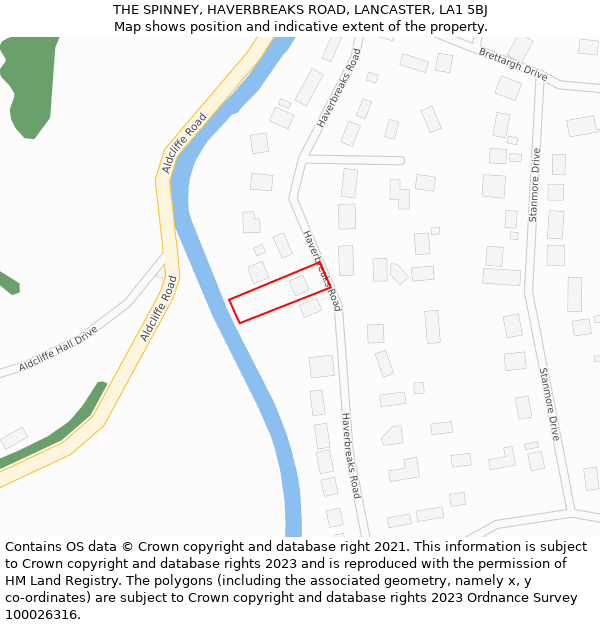 THE SPINNEY, HAVERBREAKS ROAD, LANCASTER, LA1 5BJ: Location map and indicative extent of plot