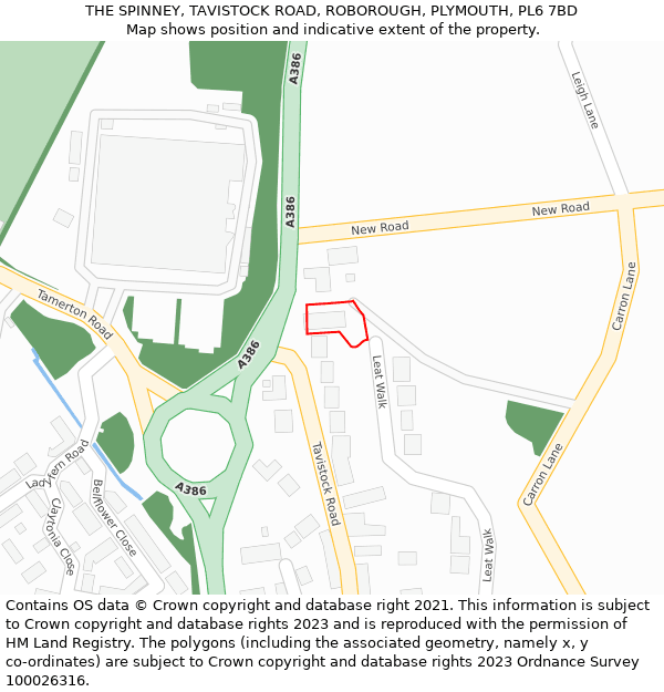 THE SPINNEY, TAVISTOCK ROAD, ROBOROUGH, PLYMOUTH, PL6 7BD: Location map and indicative extent of plot