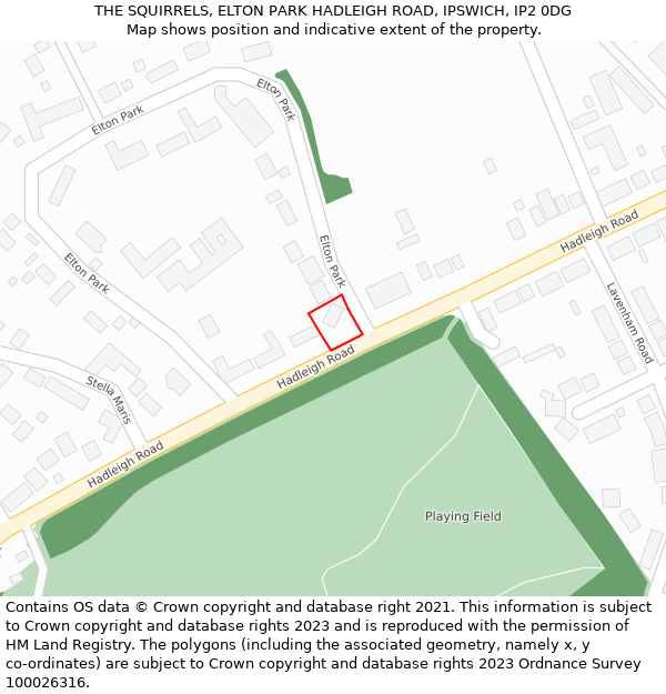 THE SQUIRRELS, ELTON PARK HADLEIGH ROAD, IPSWICH, IP2 0DG: Location map and indicative extent of plot