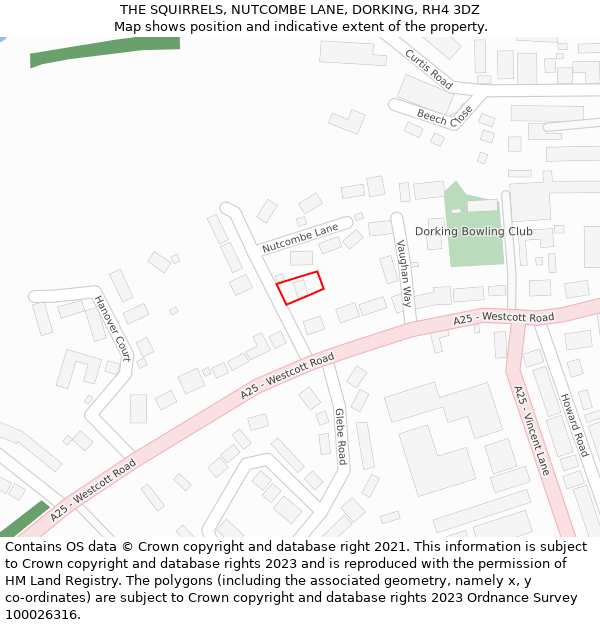 THE SQUIRRELS, NUTCOMBE LANE, DORKING, RH4 3DZ: Location map and indicative extent of plot
