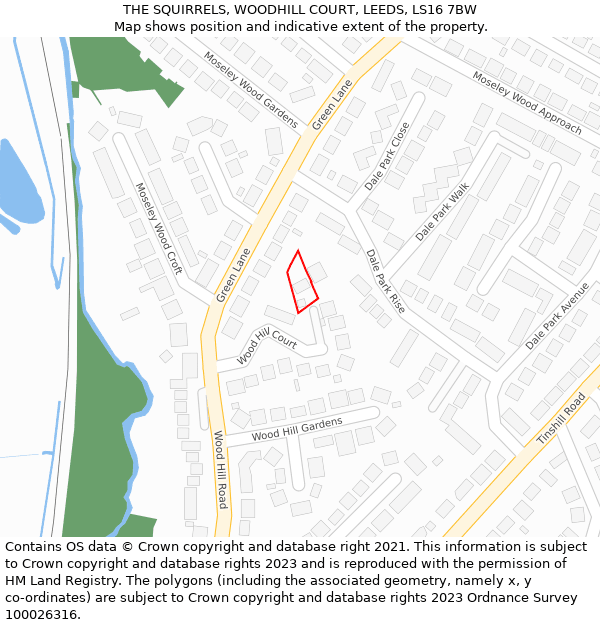 THE SQUIRRELS, WOODHILL COURT, LEEDS, LS16 7BW: Location map and indicative extent of plot