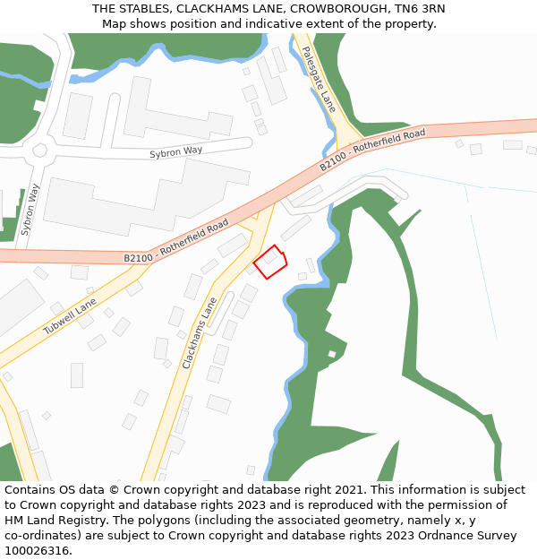 THE STABLES, CLACKHAMS LANE, CROWBOROUGH, TN6 3RN: Location map and indicative extent of plot