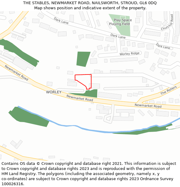 THE STABLES, NEWMARKET ROAD, NAILSWORTH, STROUD, GL6 0DQ: Location map and indicative extent of plot