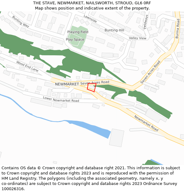 THE STAVE, NEWMARKET, NAILSWORTH, STROUD, GL6 0RF: Location map and indicative extent of plot