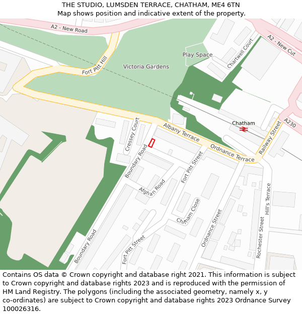 THE STUDIO, LUMSDEN TERRACE, CHATHAM, ME4 6TN: Location map and indicative extent of plot