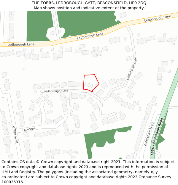 THE TORRS, LEDBOROUGH GATE, BEACONSFIELD, HP9 2DQ: Location map and indicative extent of plot