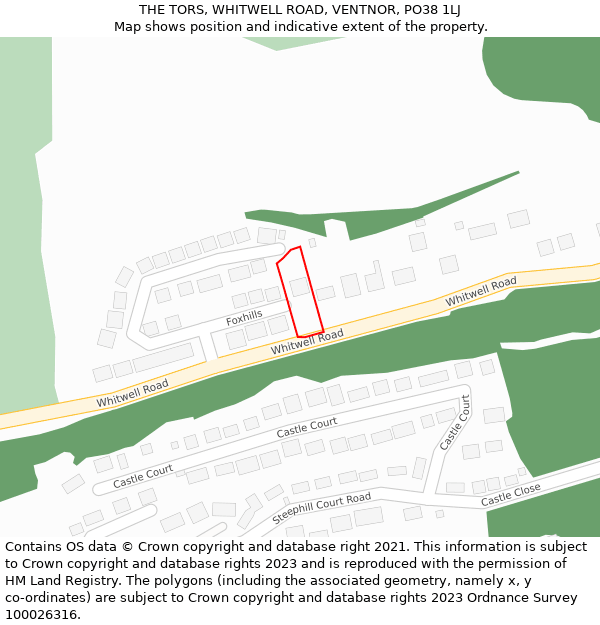 THE TORS, WHITWELL ROAD, VENTNOR, PO38 1LJ: Location map and indicative extent of plot