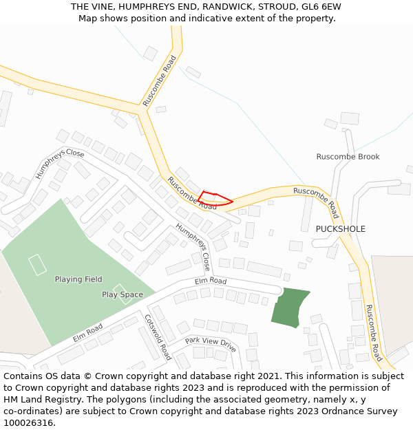 THE VINE, HUMPHREYS END, RANDWICK, STROUD, GL6 6EW: Location map and indicative extent of plot