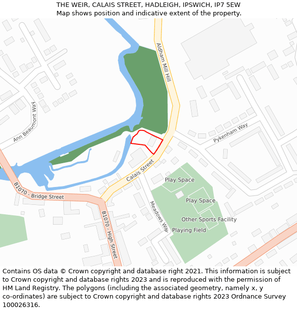 THE WEIR, CALAIS STREET, HADLEIGH, IPSWICH, IP7 5EW: Location map and indicative extent of plot
