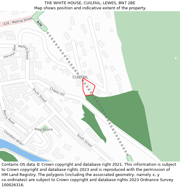 THE WHITE HOUSE, CUILFAIL, LEWES, BN7 2BE: Location map and indicative extent of plot