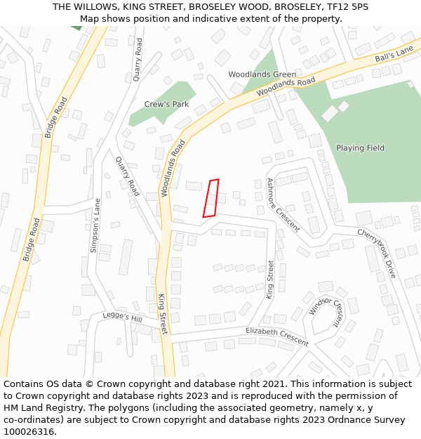 THE WILLOWS, KING STREET, BROSELEY WOOD, BROSELEY, TF12 5PS: Location map and indicative extent of plot