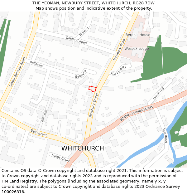 THE YEOMAN, NEWBURY STREET, WHITCHURCH, RG28 7DW: Location map and indicative extent of plot
