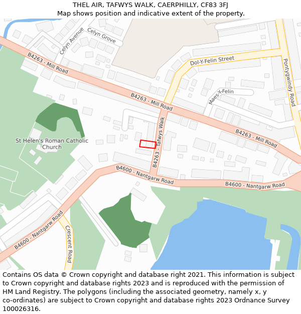 THEL AIR, TAFWYS WALK, CAERPHILLY, CF83 3FJ: Location map and indicative extent of plot