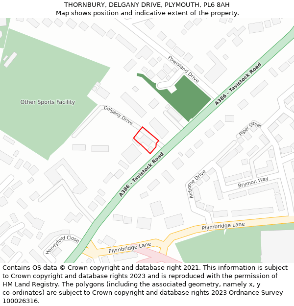 THORNBURY, DELGANY DRIVE, PLYMOUTH, PL6 8AH: Location map and indicative extent of plot