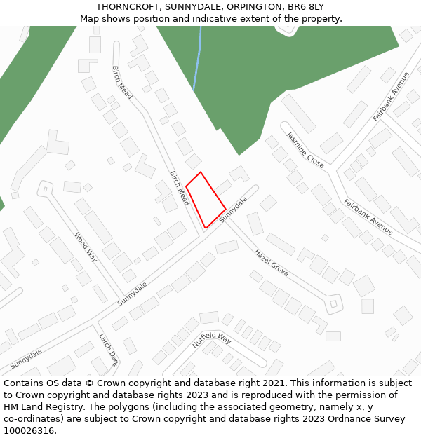 THORNCROFT, SUNNYDALE, ORPINGTON, BR6 8LY: Location map and indicative extent of plot
