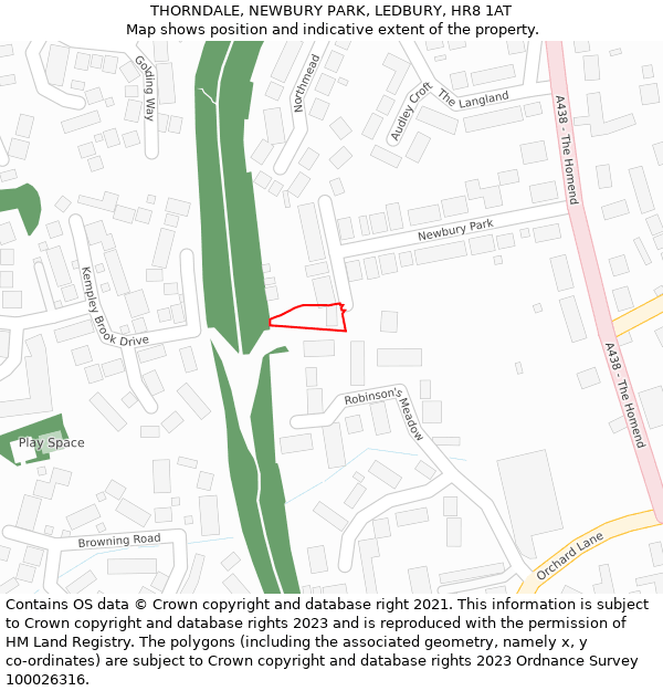 THORNDALE, NEWBURY PARK, LEDBURY, HR8 1AT: Location map and indicative extent of plot