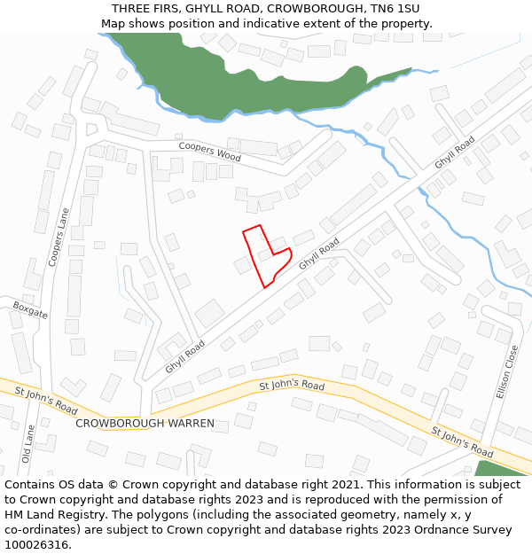 THREE FIRS, GHYLL ROAD, CROWBOROUGH, TN6 1SU: Location map and indicative extent of plot