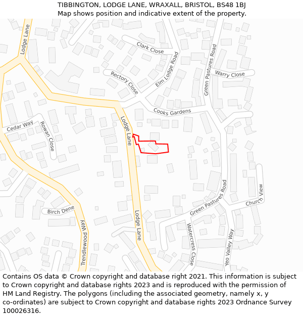 TIBBINGTON, LODGE LANE, WRAXALL, BRISTOL, BS48 1BJ: Location map and indicative extent of plot