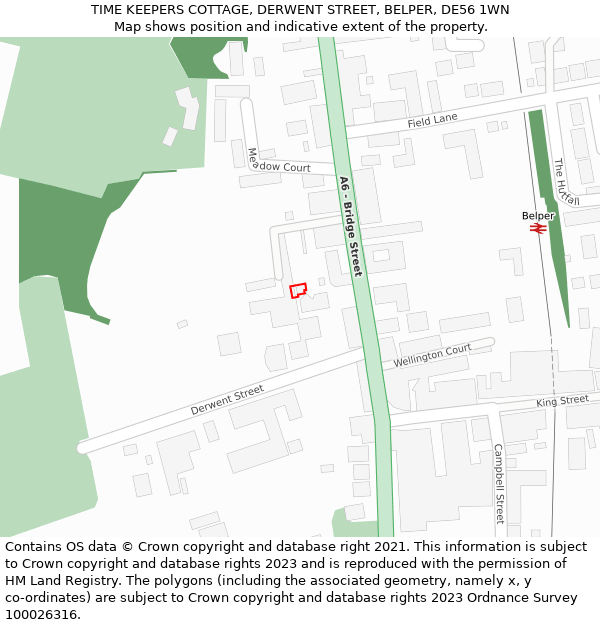 TIME KEEPERS COTTAGE, DERWENT STREET, BELPER, DE56 1WN: Location map and indicative extent of plot