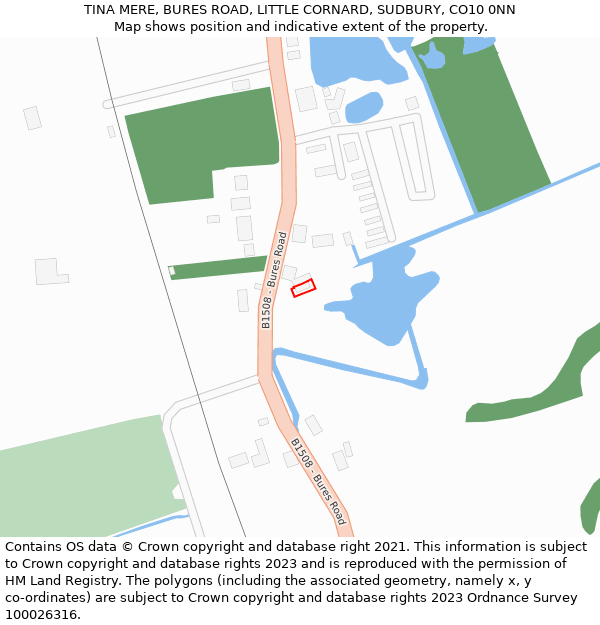 TINA MERE, BURES ROAD, LITTLE CORNARD, SUDBURY, CO10 0NN: Location map and indicative extent of plot