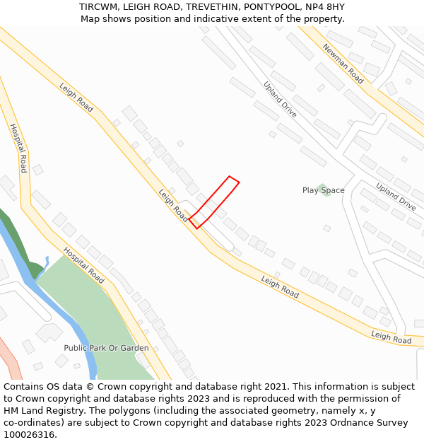 TIRCWM, LEIGH ROAD, TREVETHIN, PONTYPOOL, NP4 8HY: Location map and indicative extent of plot