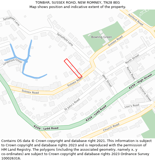 TONBAR, SUSSEX ROAD, NEW ROMNEY, TN28 8EG: Location map and indicative extent of plot