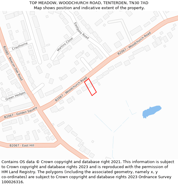 TOP MEADOW, WOODCHURCH ROAD, TENTERDEN, TN30 7AD: Location map and indicative extent of plot