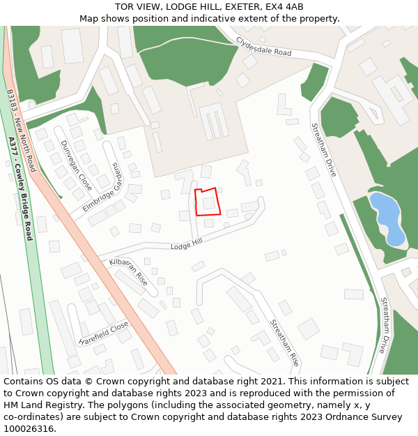 TOR VIEW, LODGE HILL, EXETER, EX4 4AB: Location map and indicative extent of plot