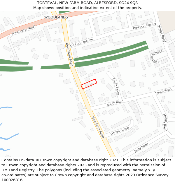 TORTEVAL, NEW FARM ROAD, ALRESFORD, SO24 9QS: Location map and indicative extent of plot