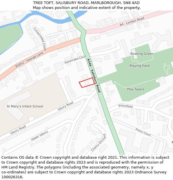 TREE TOFT, SALISBURY ROAD, MARLBOROUGH, SN8 4AD: Location map and indicative extent of plot