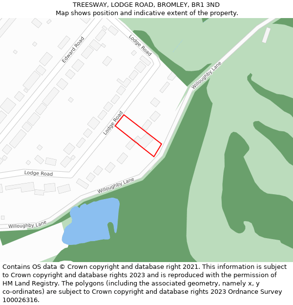 TREESWAY, LODGE ROAD, BROMLEY, BR1 3ND: Location map and indicative extent of plot