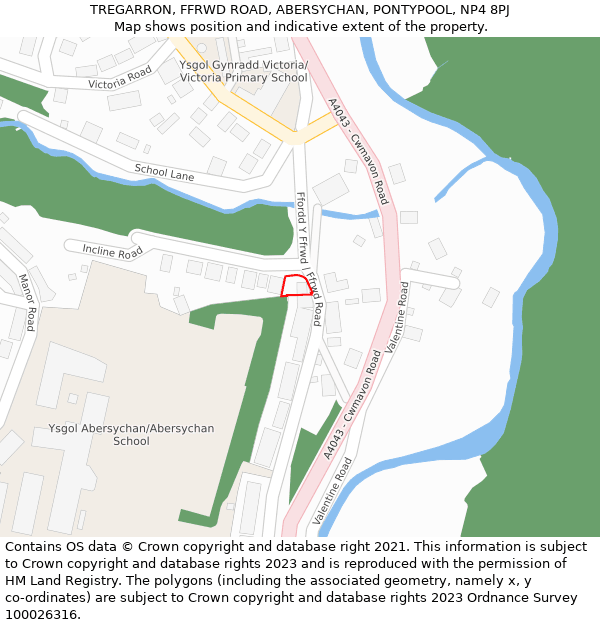 TREGARRON, FFRWD ROAD, ABERSYCHAN, PONTYPOOL, NP4 8PJ: Location map and indicative extent of plot