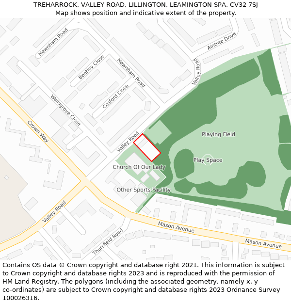 TREHARROCK, VALLEY ROAD, LILLINGTON, LEAMINGTON SPA, CV32 7SJ: Location map and indicative extent of plot