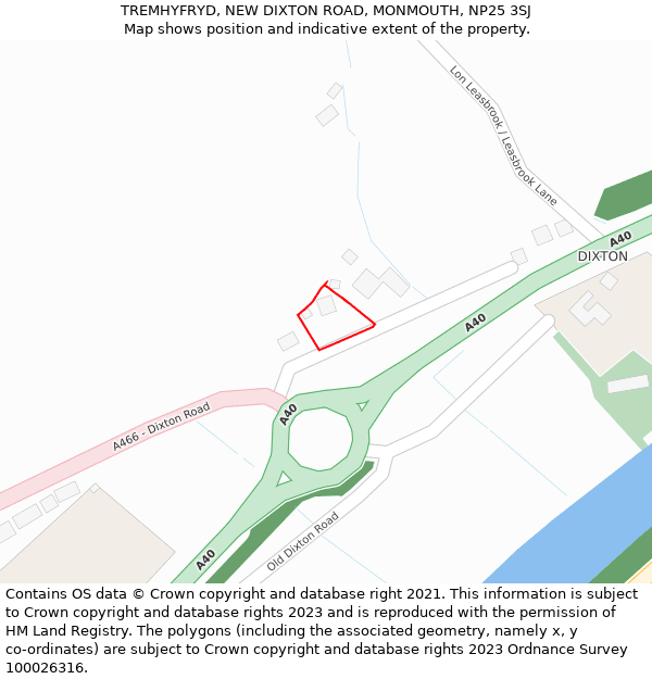 TREMHYFRYD, NEW DIXTON ROAD, MONMOUTH, NP25 3SJ: Location map and indicative extent of plot