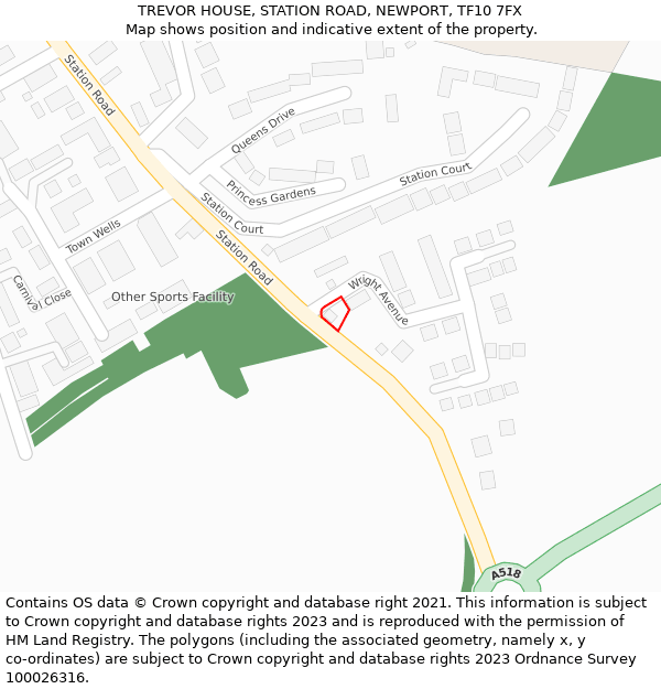TREVOR HOUSE, STATION ROAD, NEWPORT, TF10 7FX: Location map and indicative extent of plot