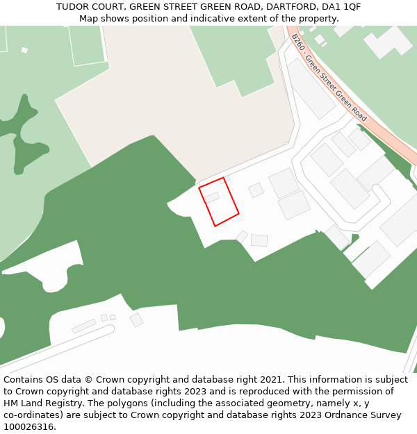 TUDOR COURT, GREEN STREET GREEN ROAD, DARTFORD, DA1 1QF: Location map and indicative extent of plot