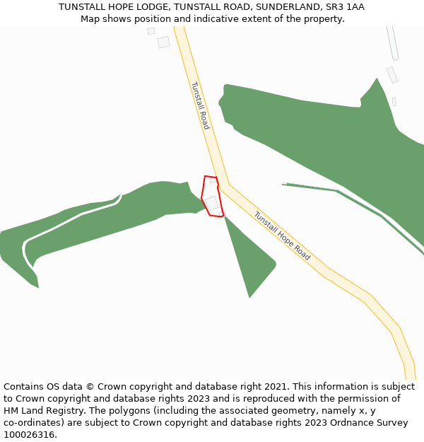 TUNSTALL HOPE LODGE, TUNSTALL ROAD, SUNDERLAND, SR3 1AA: Location map and indicative extent of plot