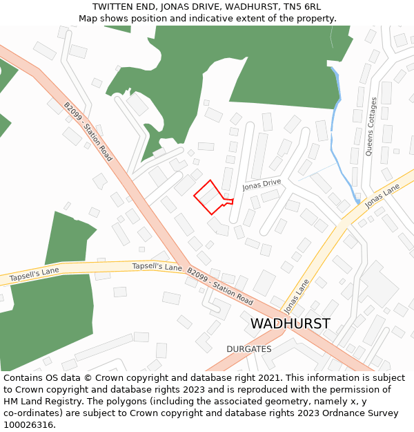 TWITTEN END, JONAS DRIVE, WADHURST, TN5 6RL: Location map and indicative extent of plot