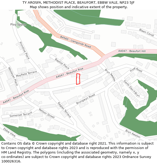 TY AROSFA, METHODIST PLACE, BEAUFORT, EBBW VALE, NP23 5JF: Location map and indicative extent of plot