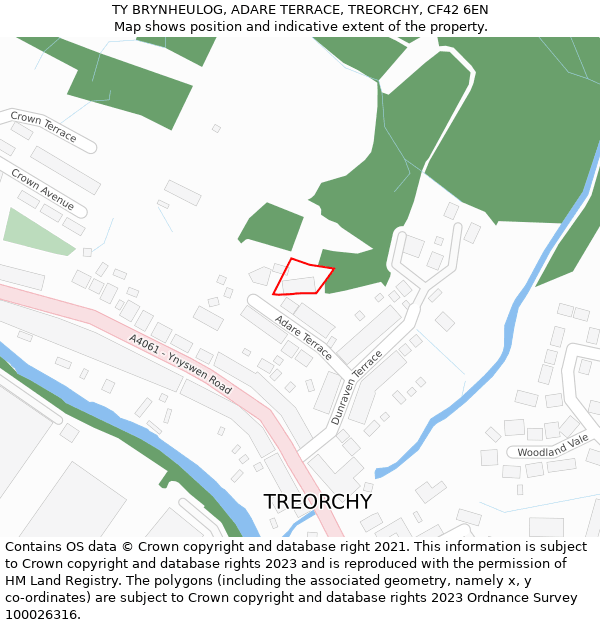TY BRYNHEULOG, ADARE TERRACE, TREORCHY, CF42 6EN: Location map and indicative extent of plot