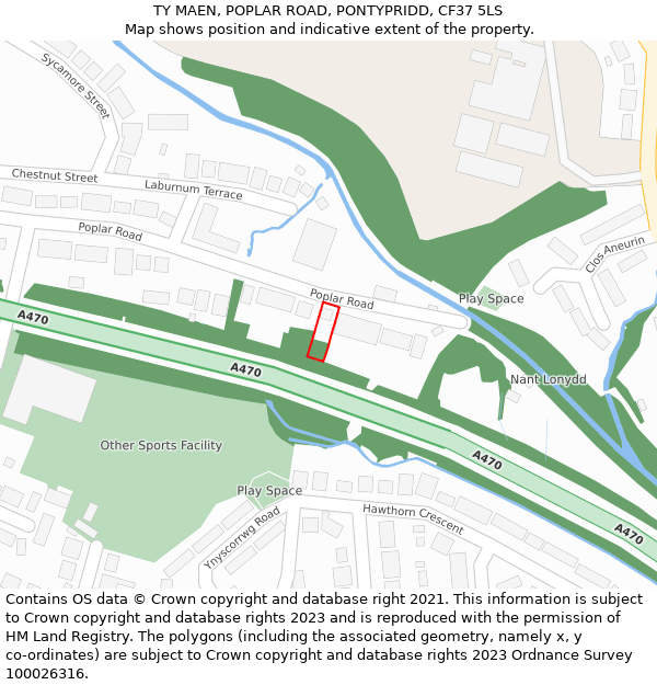 TY MAEN, POPLAR ROAD, PONTYPRIDD, CF37 5LS: Location map and indicative extent of plot