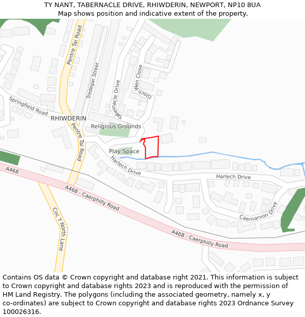 TY NANT, TABERNACLE DRIVE, RHIWDERIN, NEWPORT, NP10 8UA: Location map and indicative extent of plot