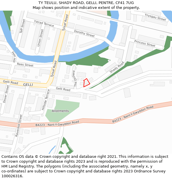 TY TEULU, SHADY ROAD, GELLI, PENTRE, CF41 7UG: Location map and indicative extent of plot