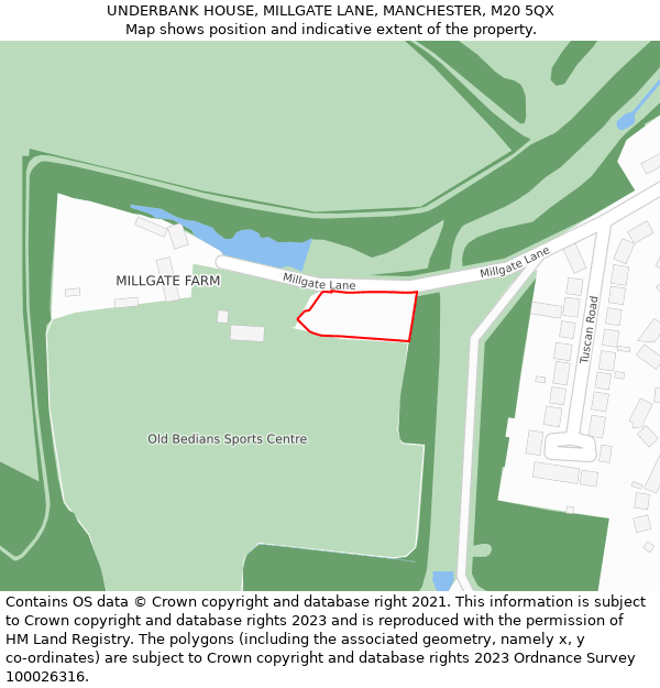 UNDERBANK HOUSE, MILLGATE LANE, MANCHESTER, M20 5QX: Location map and indicative extent of plot