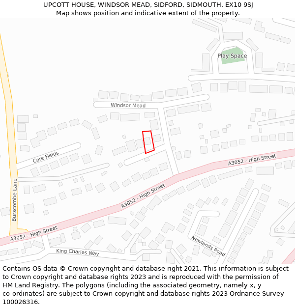 UPCOTT HOUSE, WINDSOR MEAD, SIDFORD, SIDMOUTH, EX10 9SJ: Location map and indicative extent of plot